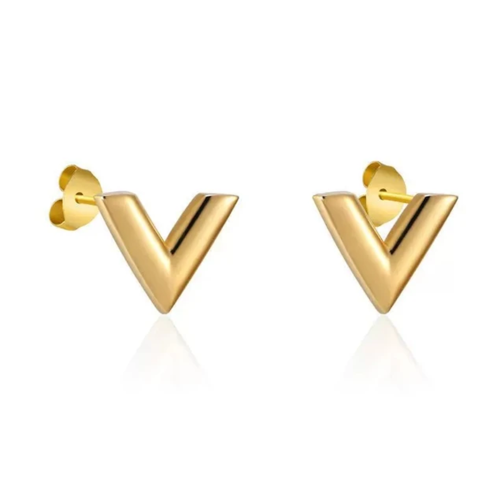 Gold V Jewelry Set – Necklace, Earrings & Bracelet
