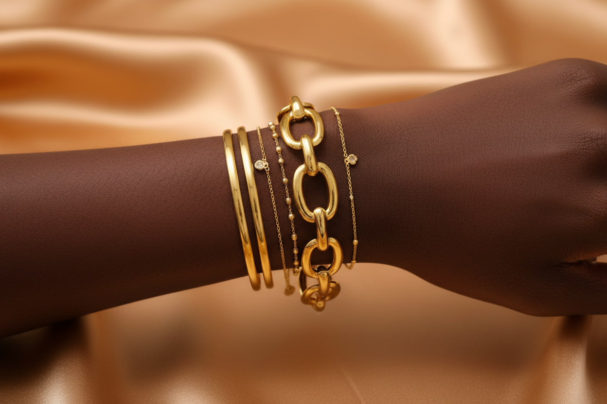 Aurum Chain Bracelet – Stacked, Fitted