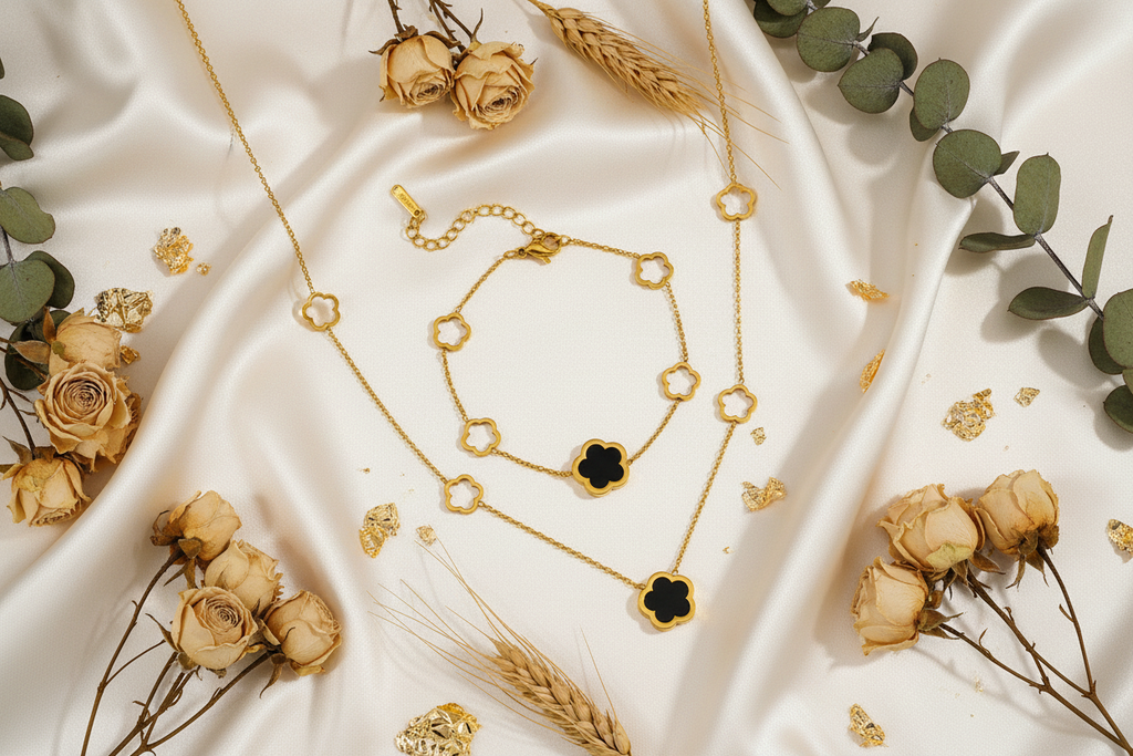 Gold Clover Set – Flat Lay