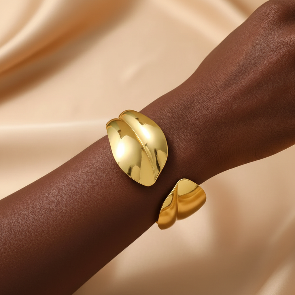 Golden Tulip Wrap Bangle on Wrist